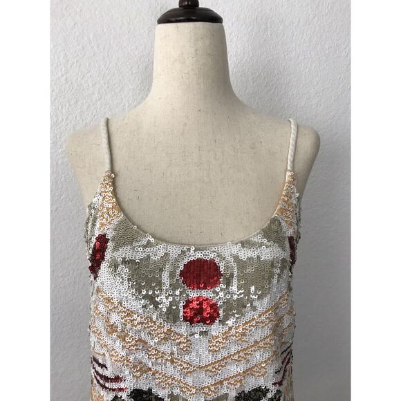 French Connection Adanya Shine Mini Dress Sequin Strappy - Picture 2 of 9